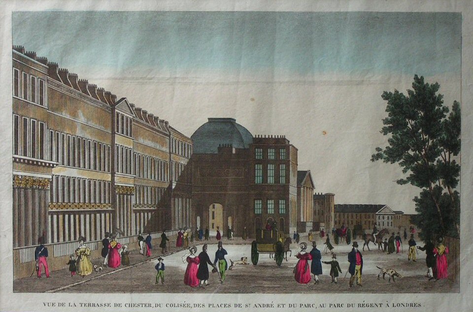 Print - Vue de la Terrasse de Chester, du Colisee, des Places de St. Andree et du Parc, au Pard du Regent a Londres.